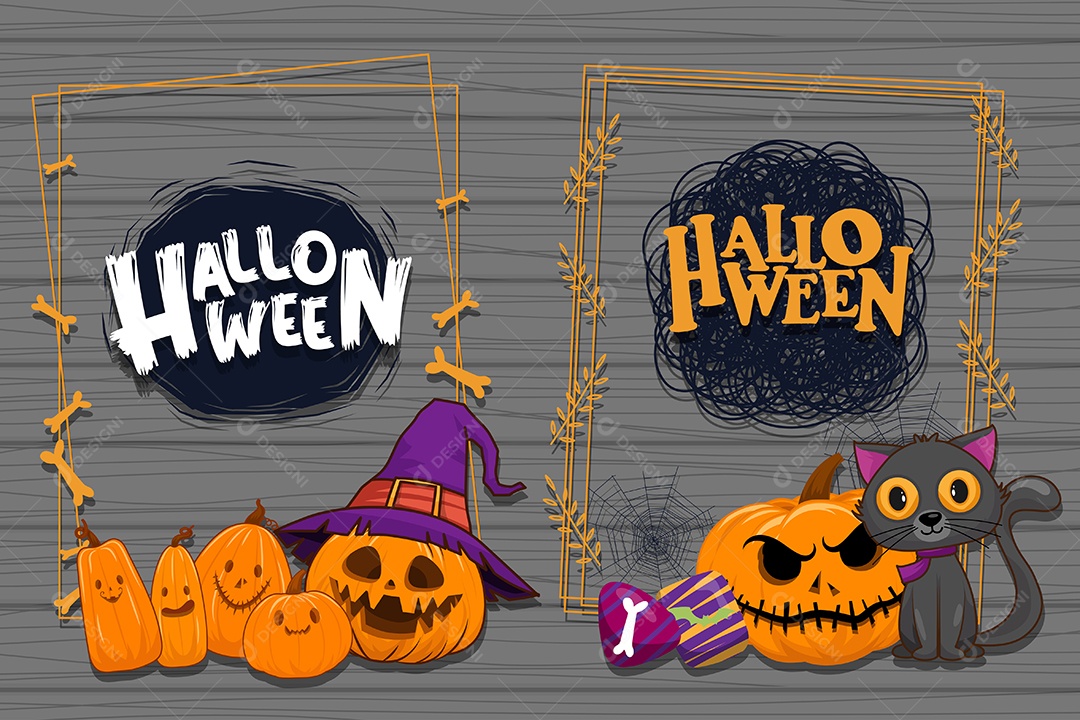 Moldura de Retângulo de Feliz Dia das Bruxas Vetor EPS