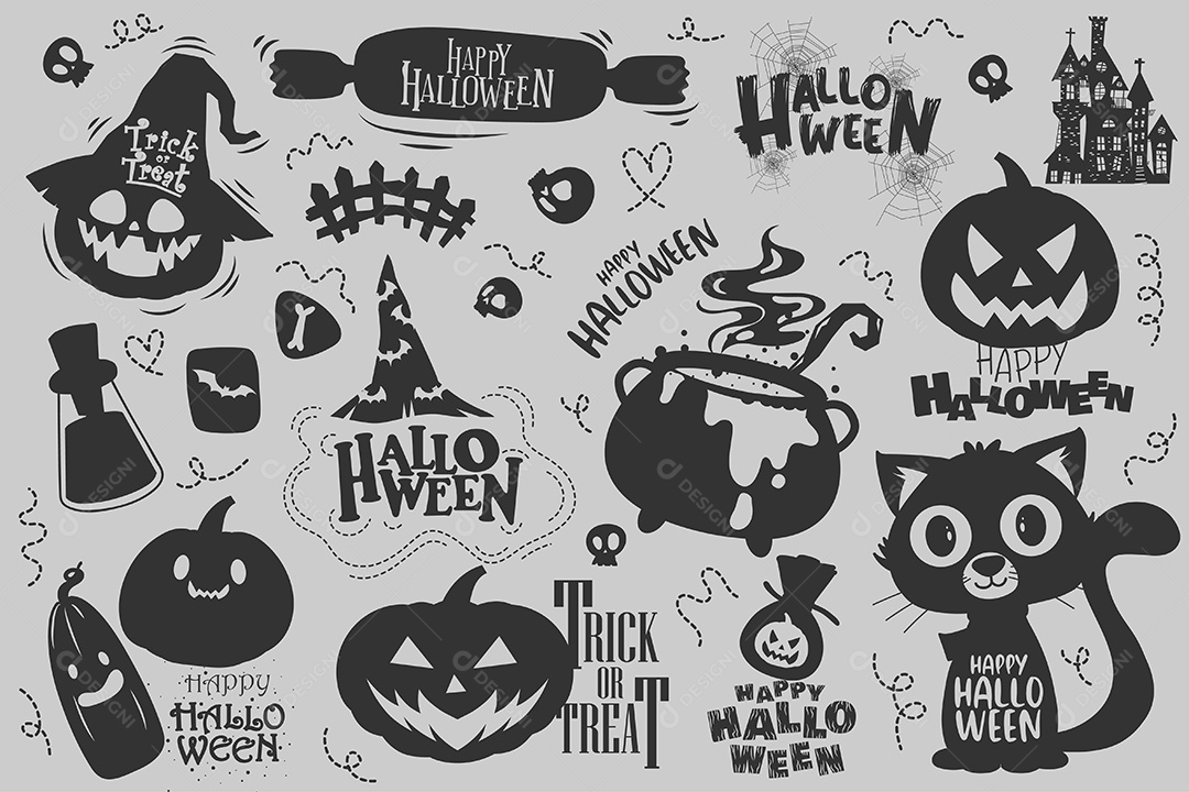 Objeto de Feliz Dia das Bruxas Doçura ou Travessura Vetor EPS