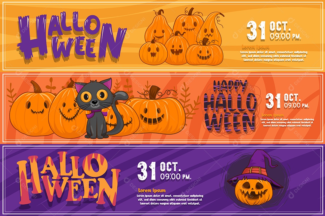 Banner Feliz Dia das Bruxas Doçura ou Travessura Ilustração Noite de Halloween Vetor EPS