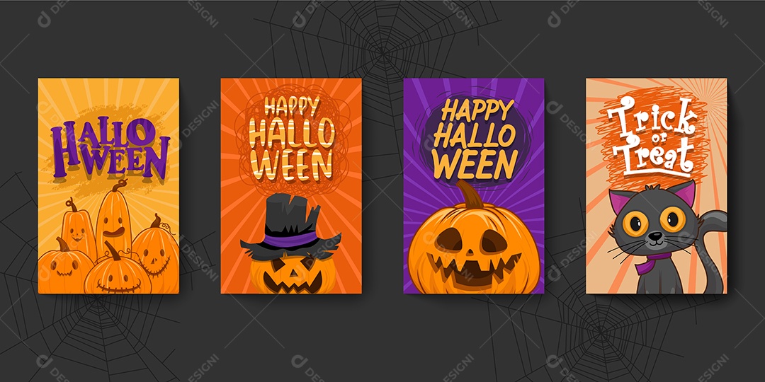 Banner Feliz Dia das Bruxas Doçura ou Travessura Ilustração Noite de Halloween Vetor EPS