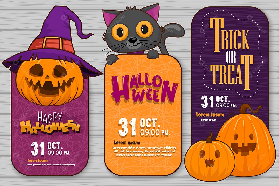 Banner Feliz Dia das Bruxas Doçura ou Travessura Ilustração Noite de Halloween Vetor EPS