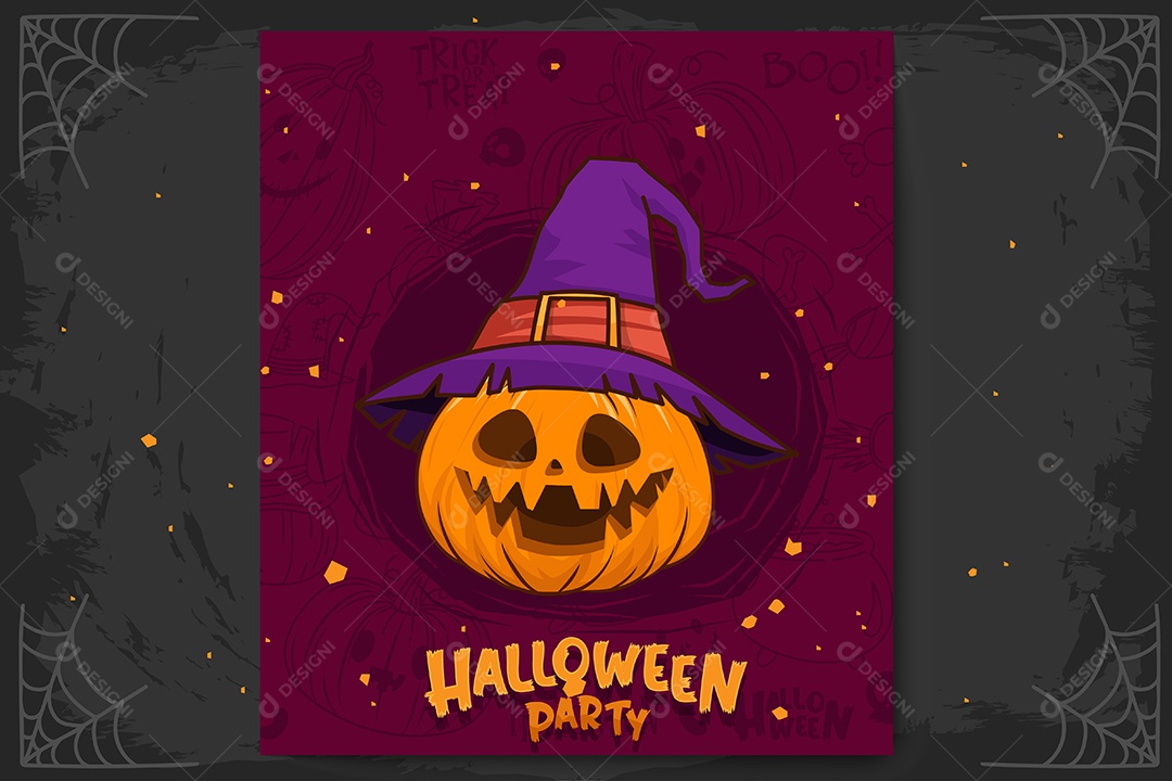 Feliz Dia das Bruxas Doçura ou Travessura Ilustração Noite de Halloween Vetor EPS