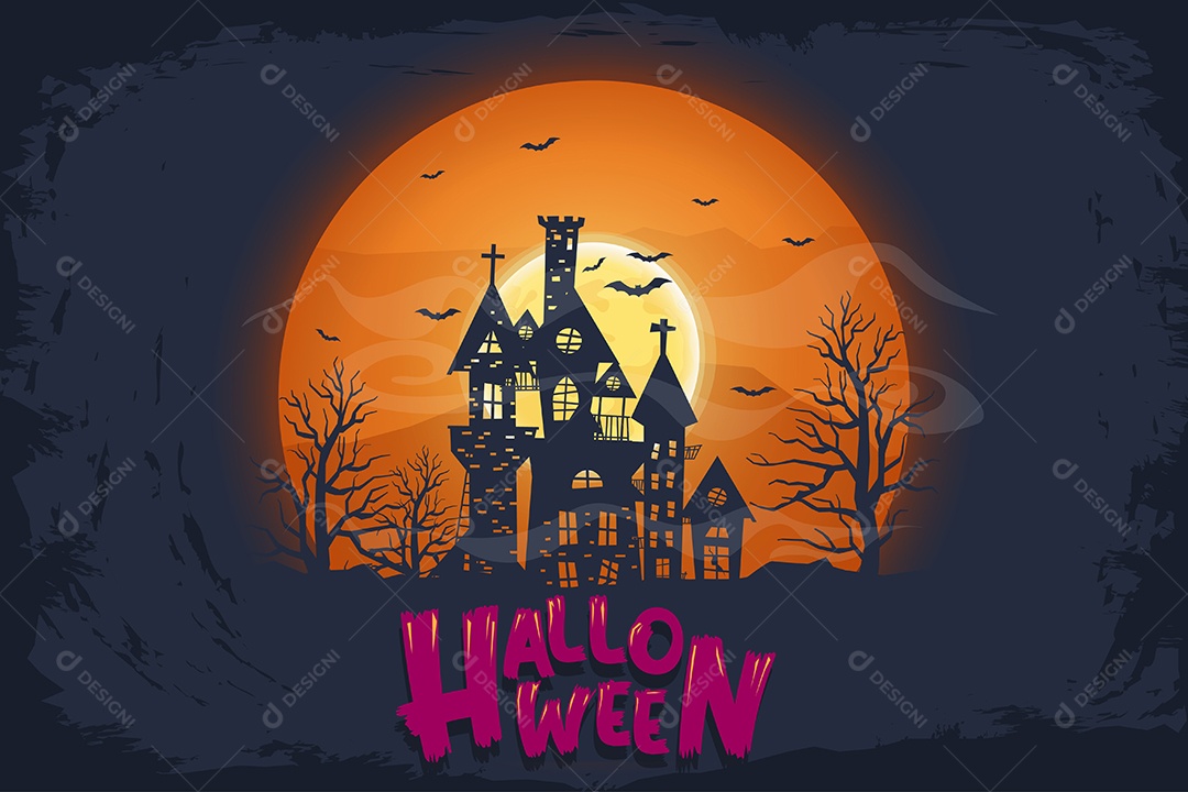 Feliz Dia das Bruxas Doçura ou Travessura Ilustração Noite de Halloween Vetor EPS