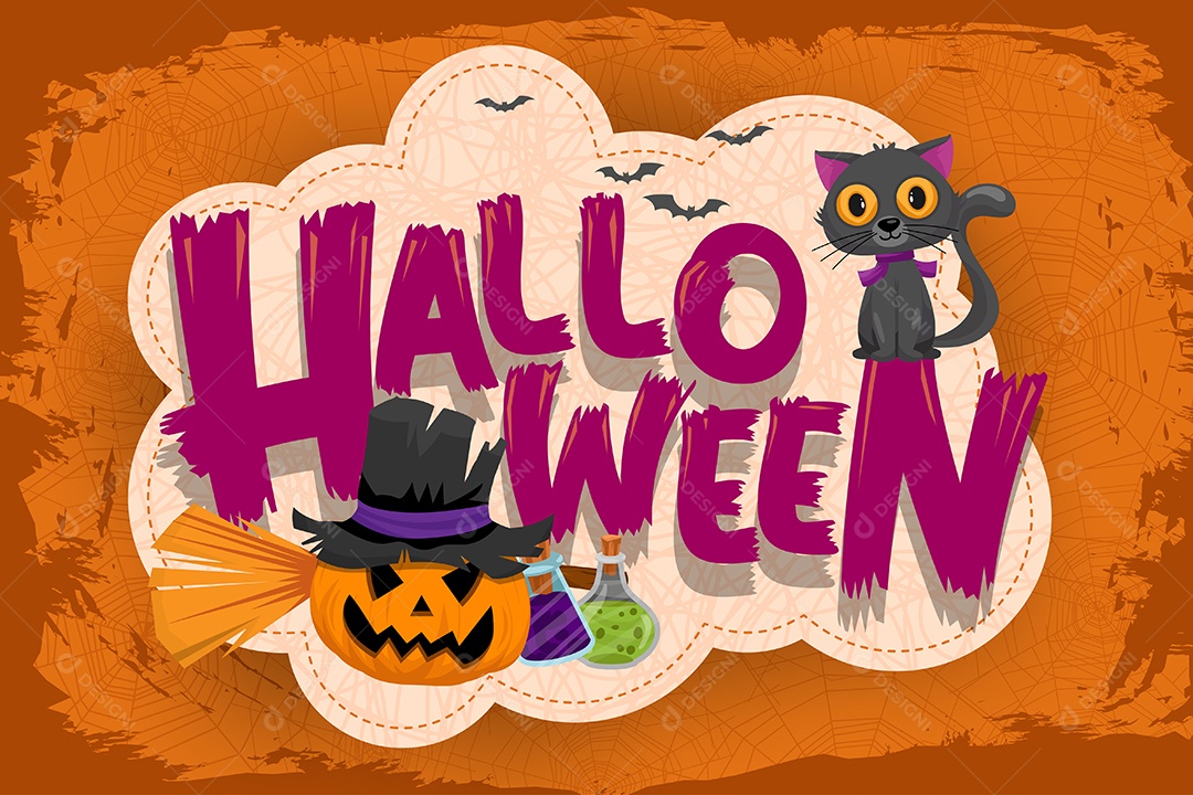 Banner Feliz Dia das Bruxas Doçura ou Travessura Ilustração Noite de Halloween Vetor EPS