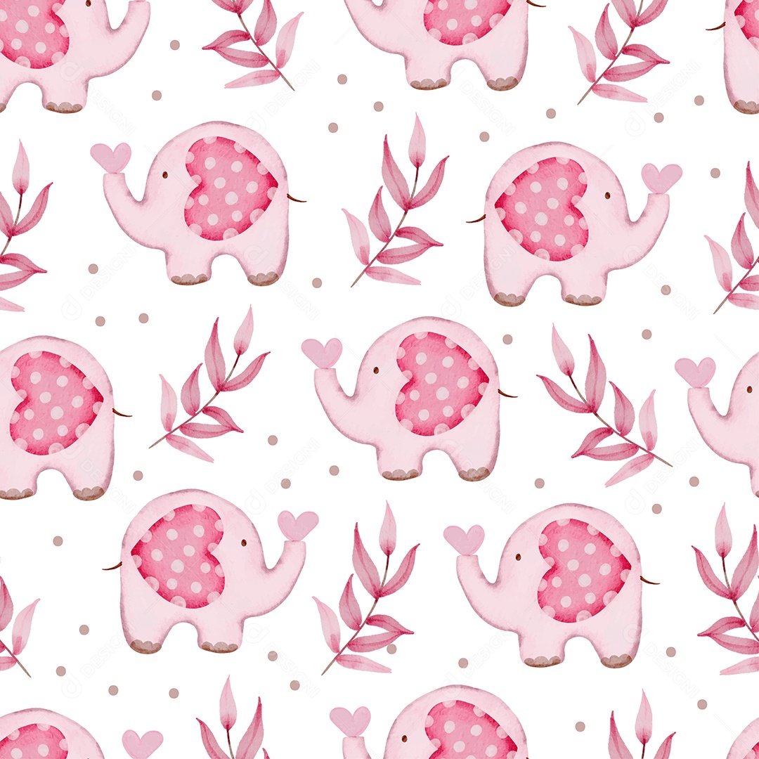 Padrão perfeito dos namorados com elefante, galhos Vetor EPS