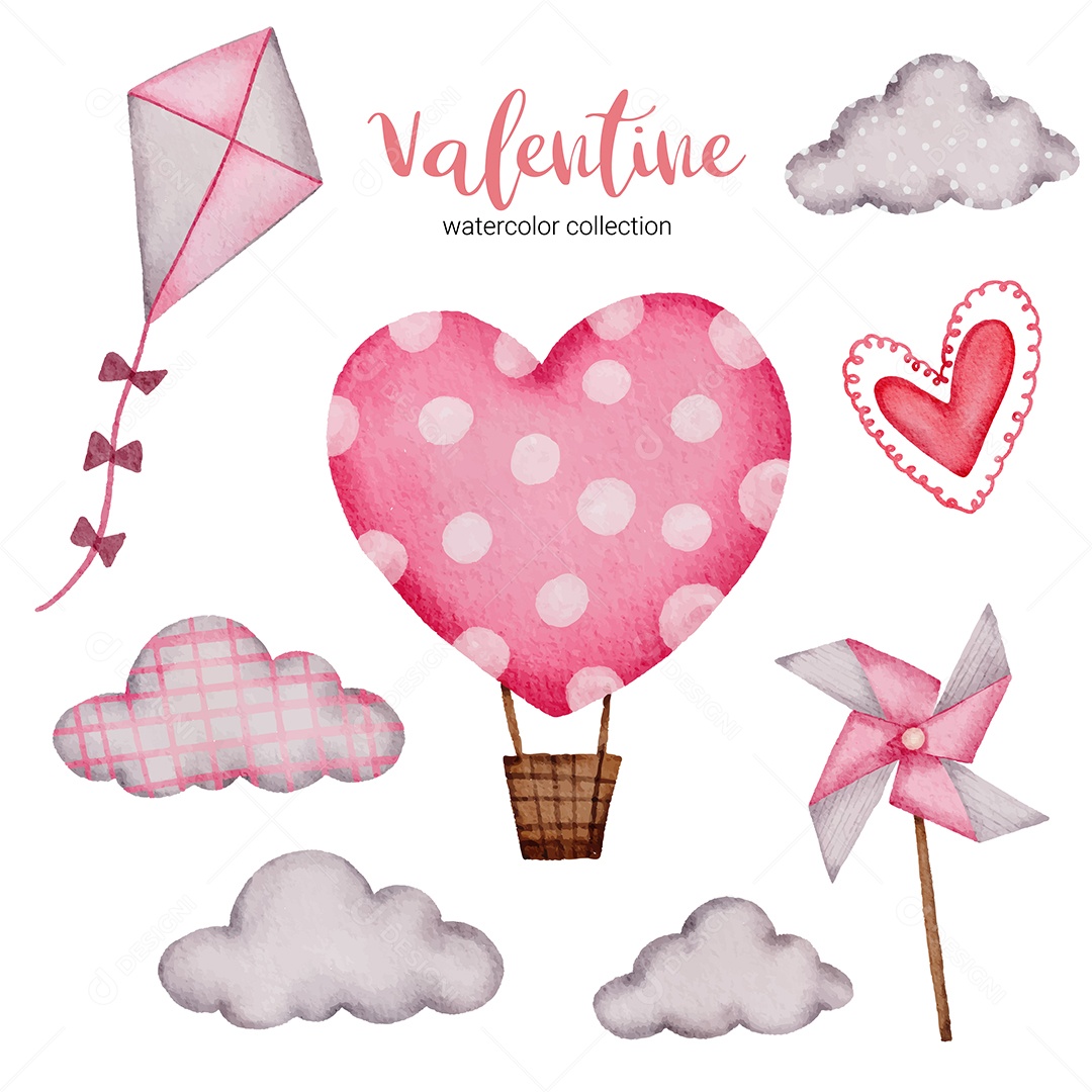 Dia dos Namorados define elementos pipa, nuvem, balão de ar Vetor EPS