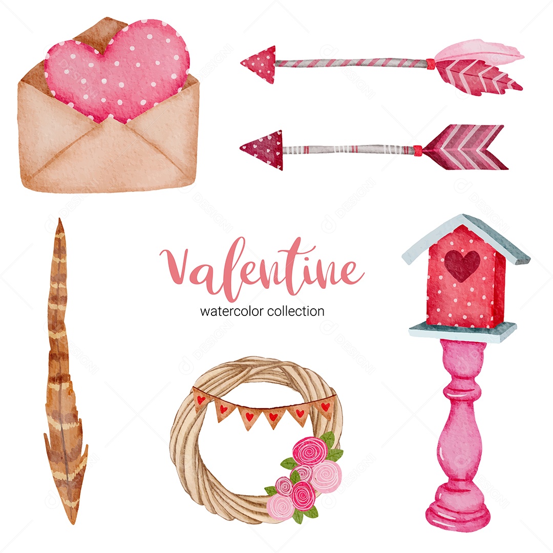 Conjunto de elementos do Dia dos Namorados, moldura, luz, vela, maçã, chocolate Vetor EPS