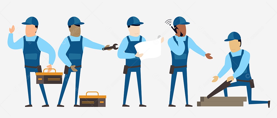 Coleção de Homens de Uniforme Fazendo Reforma de Casa Vetor EPS