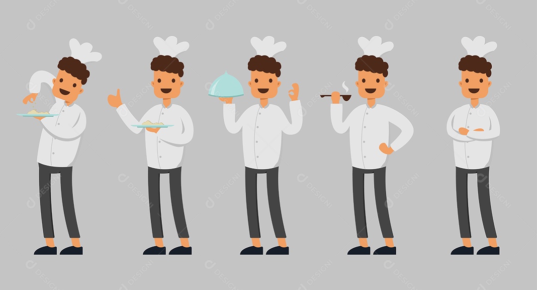 Conjunto de Chef com Atividade em Personagem de Desenho Animado ilustração vetorial isolada Vetor EPS