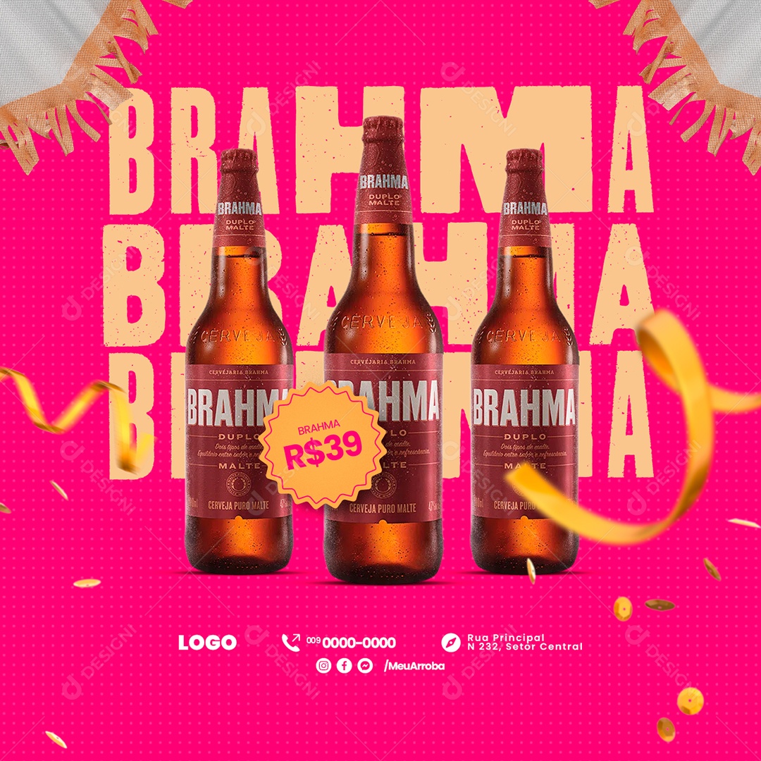 Campanha Publicitária Carnaval Cervejaria Brahma Duplo Malte Social Media PSD Editável