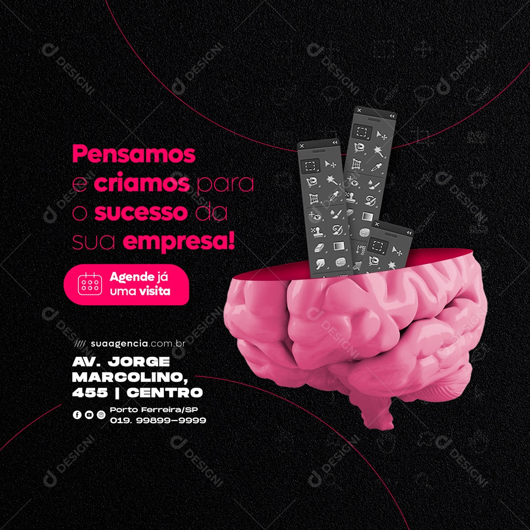 Pensamos e Criamos para o Sucesso da Sua Empresa Marketing Digital Social Media PSD Editável