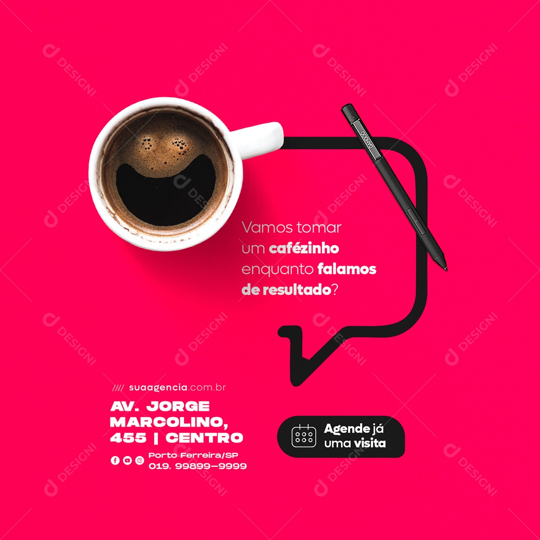 Vamos Tomar um Cafézinho Enquanto Falamos de Resultados Marketing Digital Social Media PSD Editável