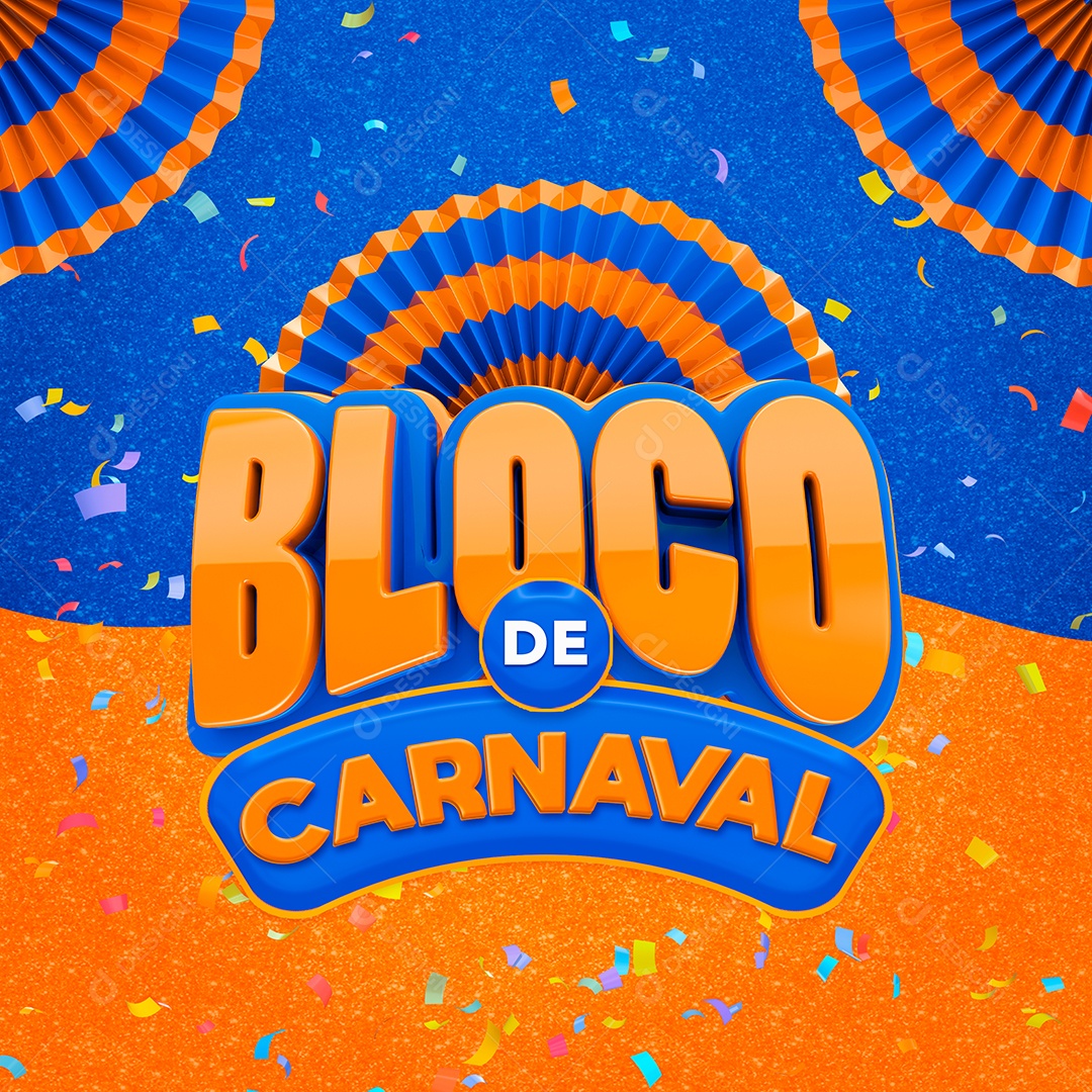 Selo 3D Para Composição Bloco de Carnaval PSD