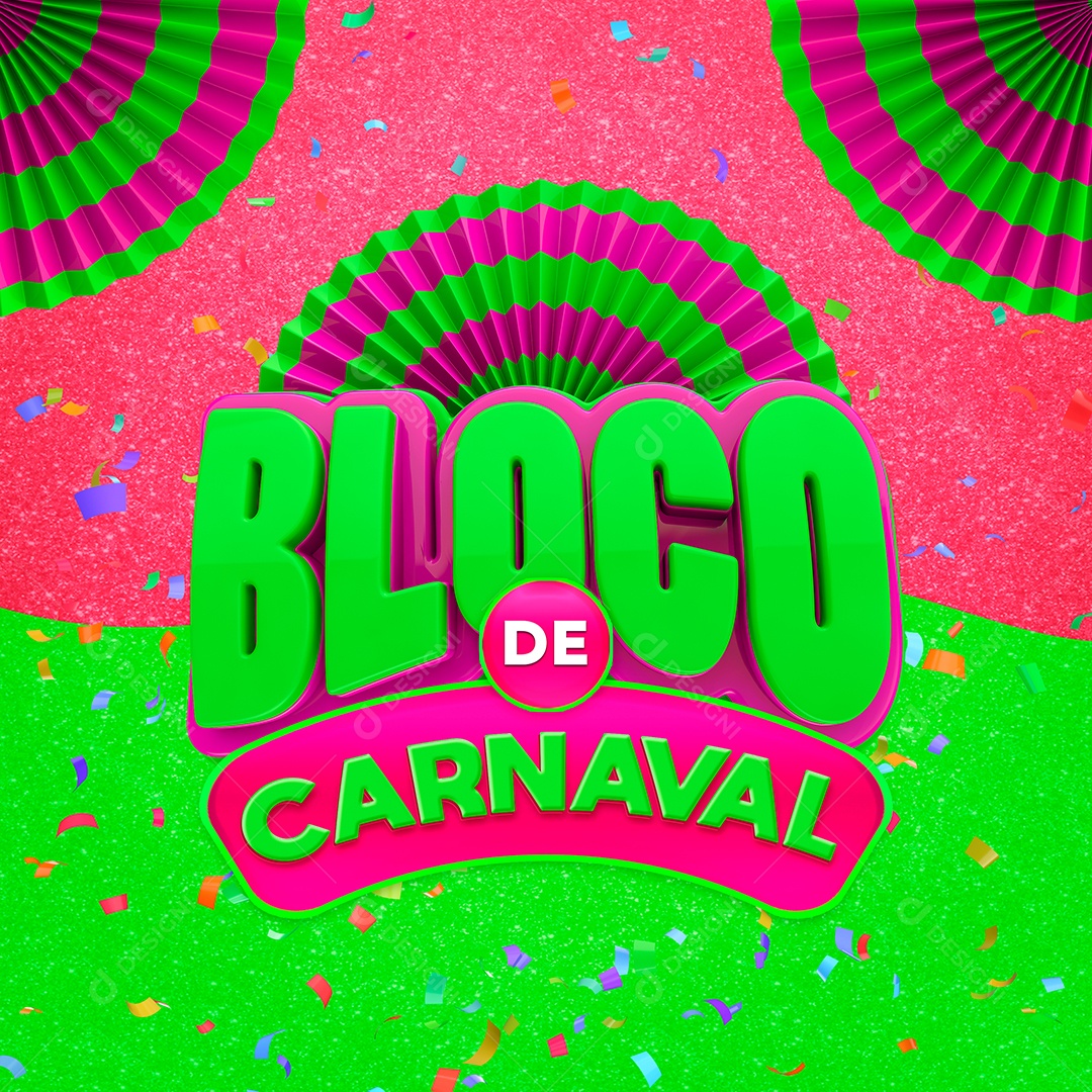 Selo 3D Para Composição Bloco de Carnaval PSD