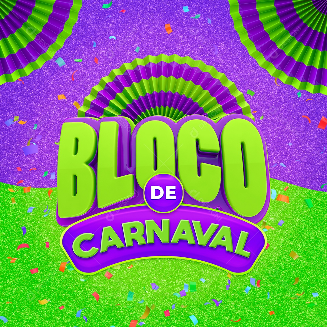 Selo 3D Para Composição Bloco de Carnaval PSD
