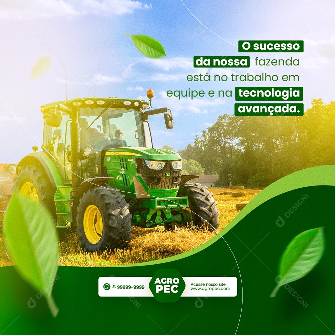 O Sucesso da Nossa Fazenda Está no Trabalho em Equipe e Na Tecnologia Agropecuária Social Media PSD Editável