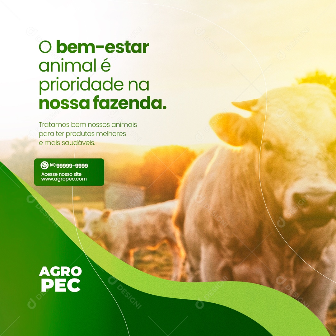 O Bem Estar Animal é Prioridade na Nossa Fazenda Agropecuária Social Media PSD Editável