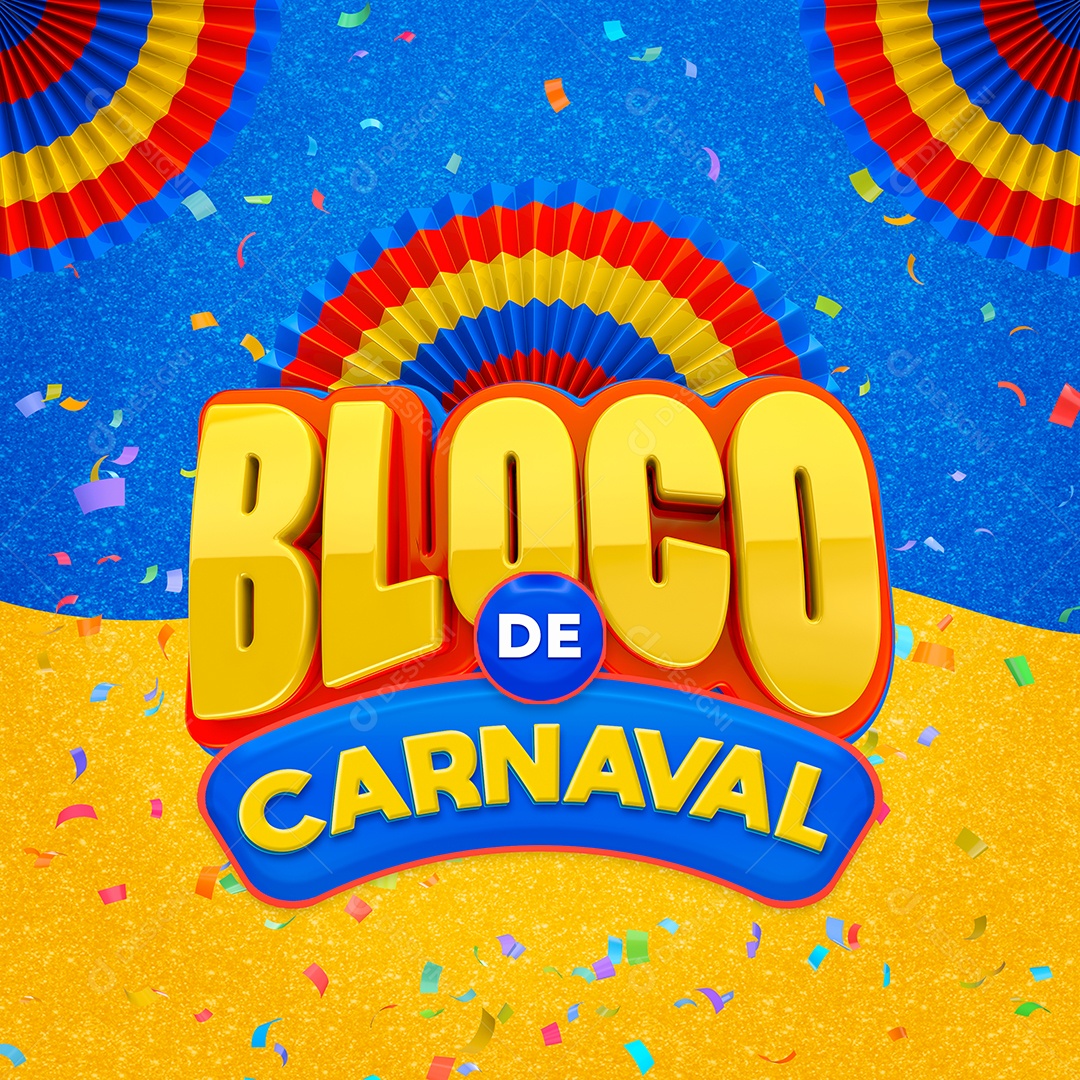 Selo 3D Para Composição Bloco de Carnaval PSD