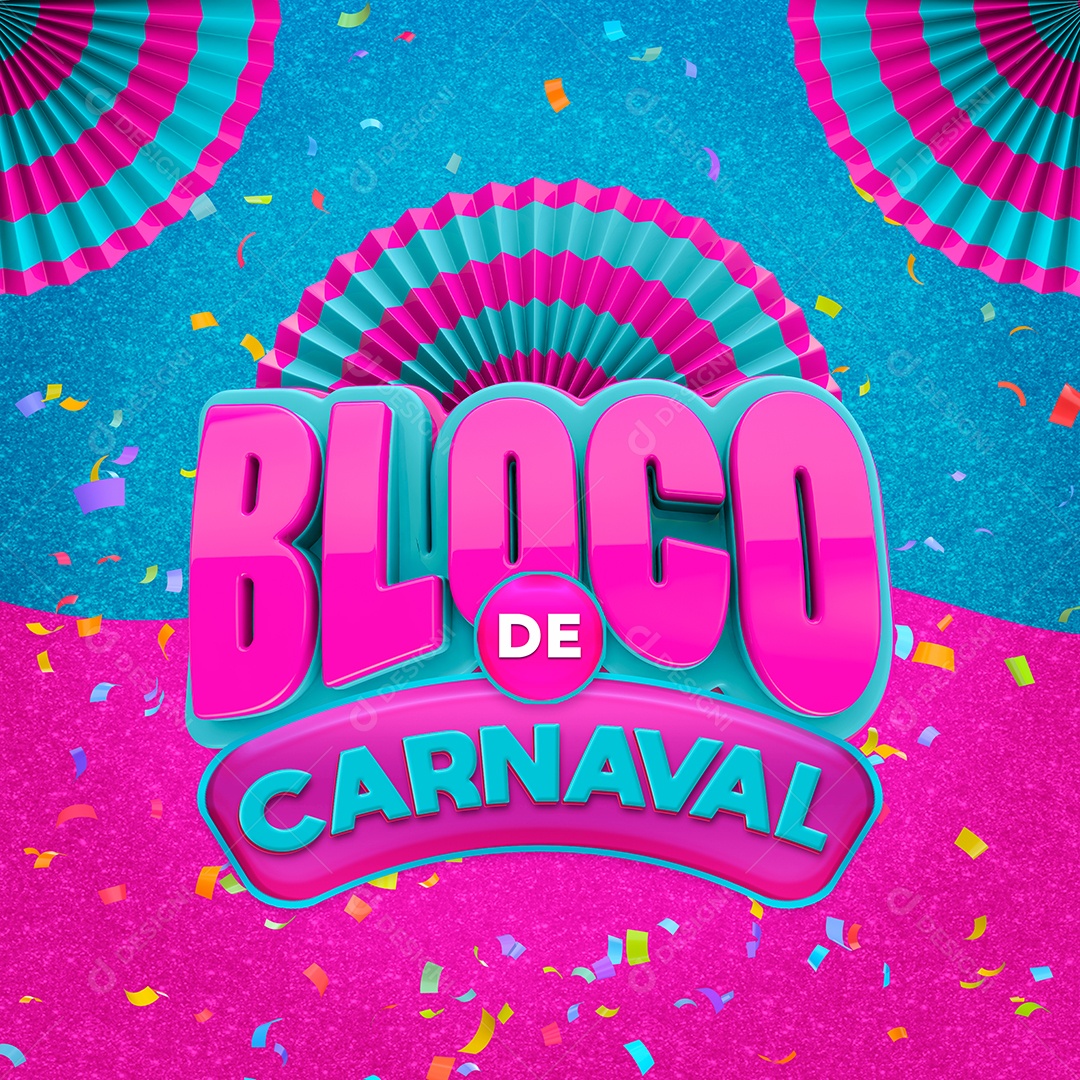 Selo 3D Para Composição Bloco de Carnaval PSD