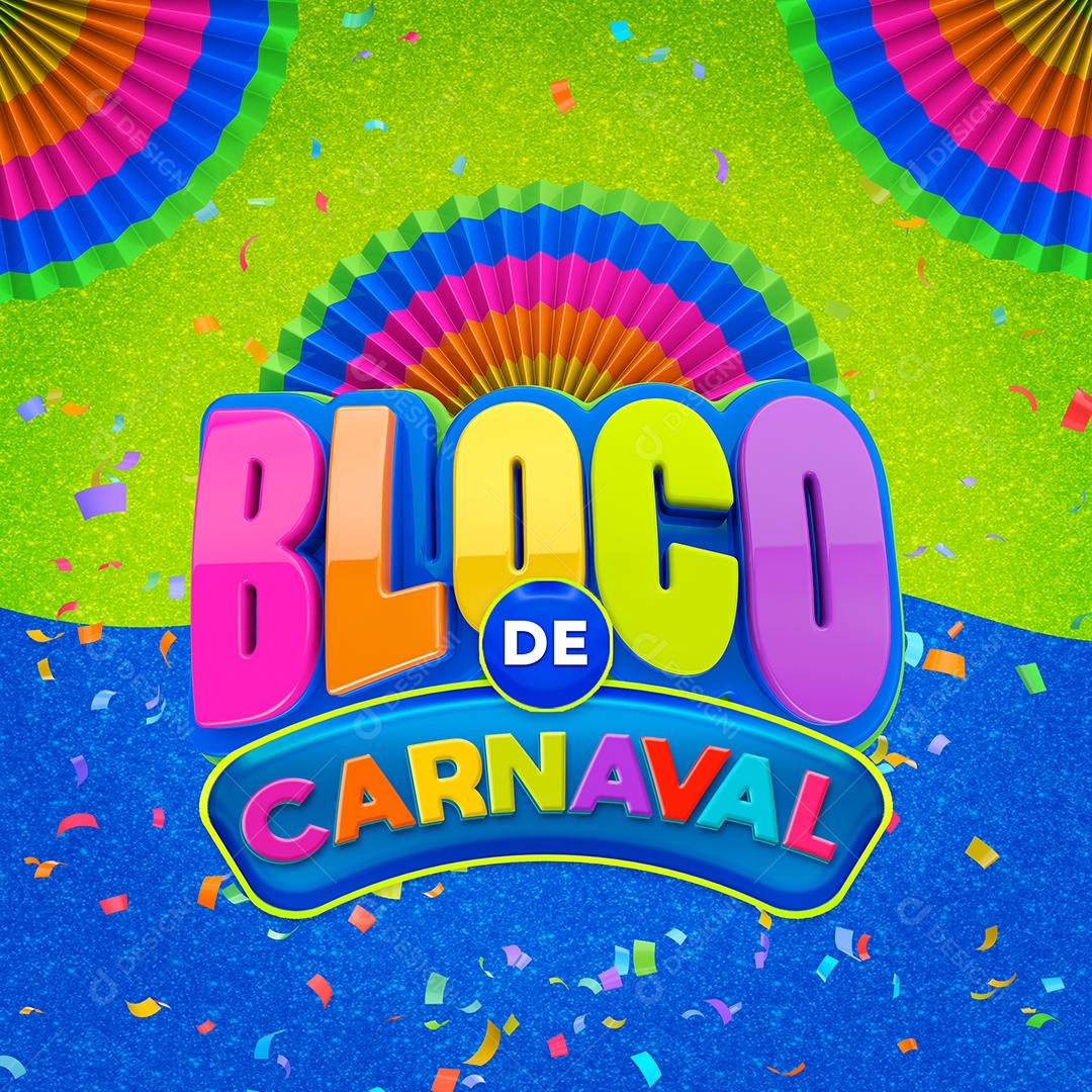 Selo 3D Para Composição Bloco de Carnaval PSD