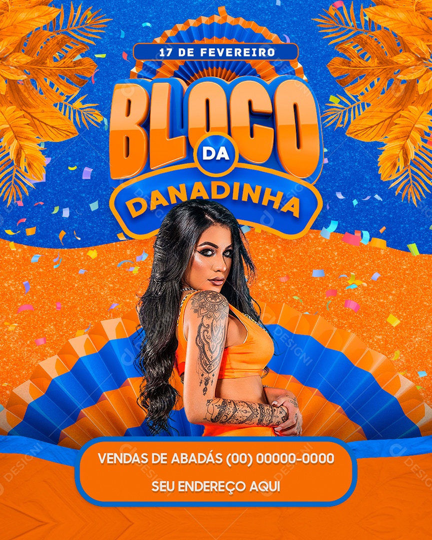 Flyer Bloco da Danadinha Social Media PSD Editável