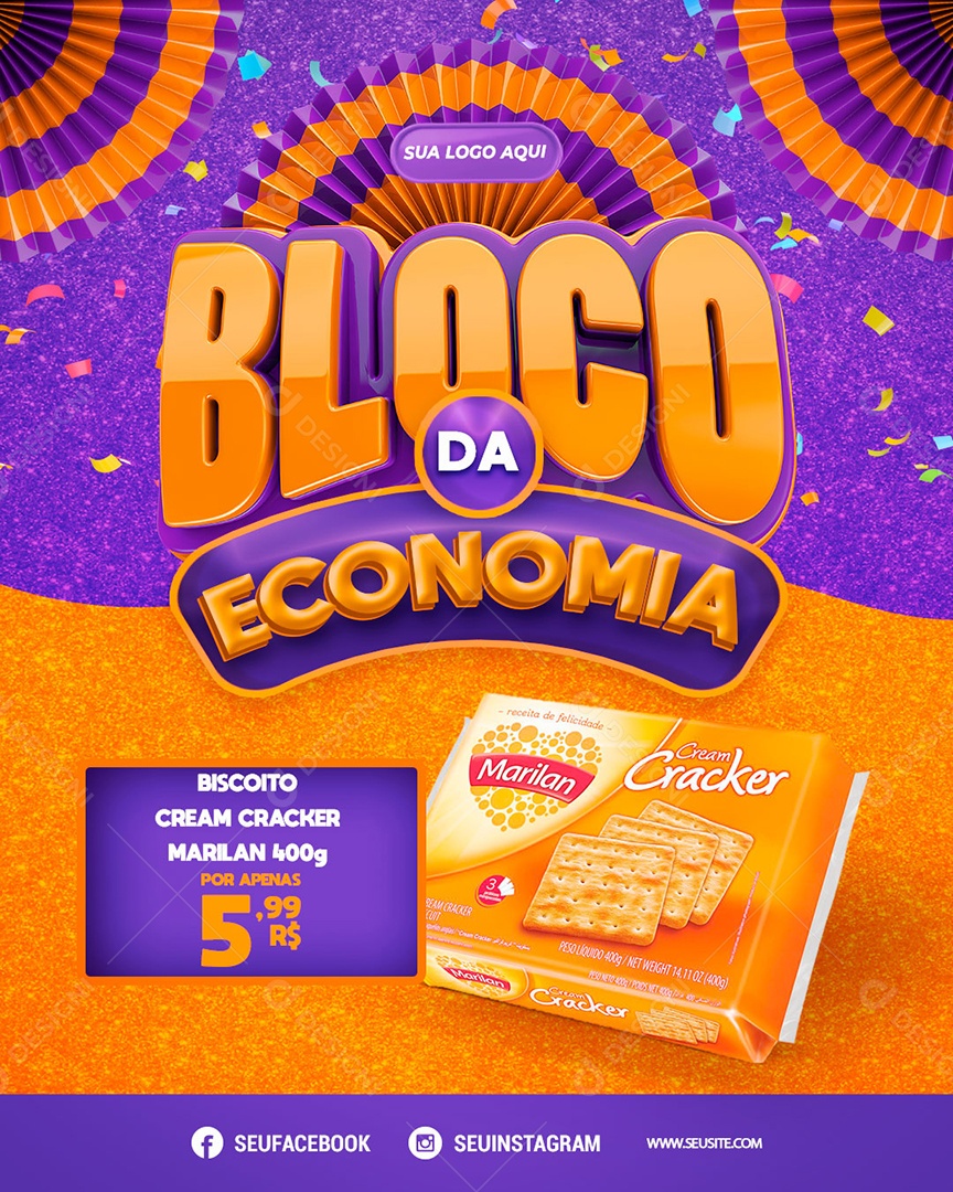 Bloco da Economia Venha Conferir Social Media PSD Editável