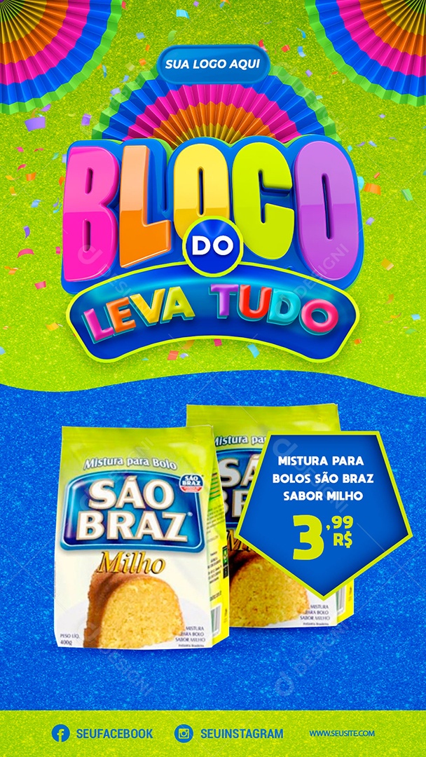 Story Bloco do Leva Tudo Venha Conferir Social Media PSD Editável