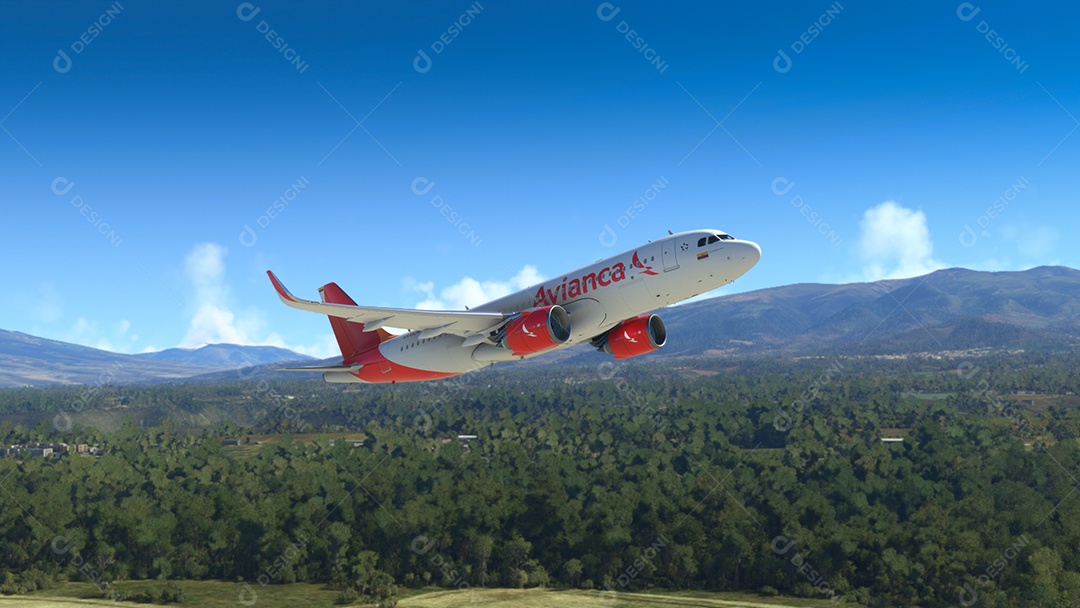 AirBus A320 Avianca decola do aeroporto, 6 de fevereiro de 2023, El Dorado, Colômbia