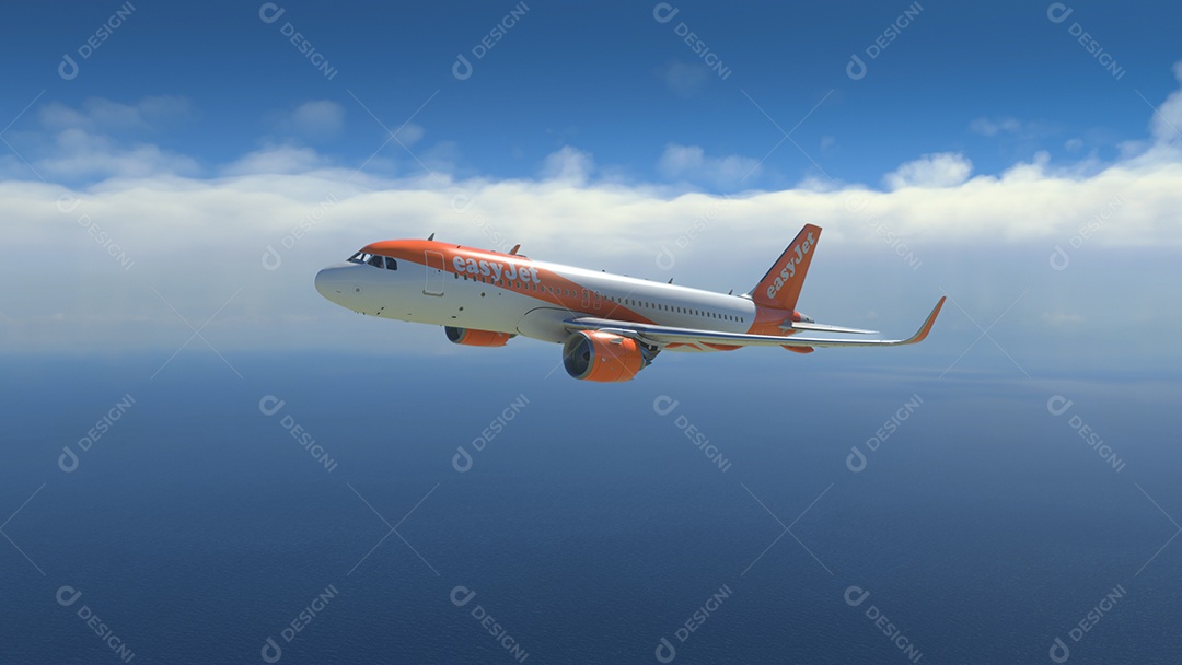 Airbus A320 EasyJet voando sobre o céu azul
