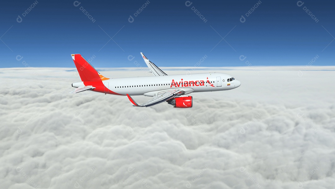 AirBus A320 Avianca voando sobre as nuvens