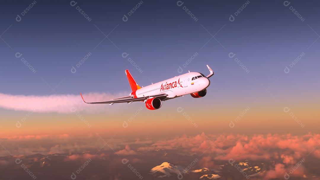 AirBus A320 Avianca voando sobre as nuvens