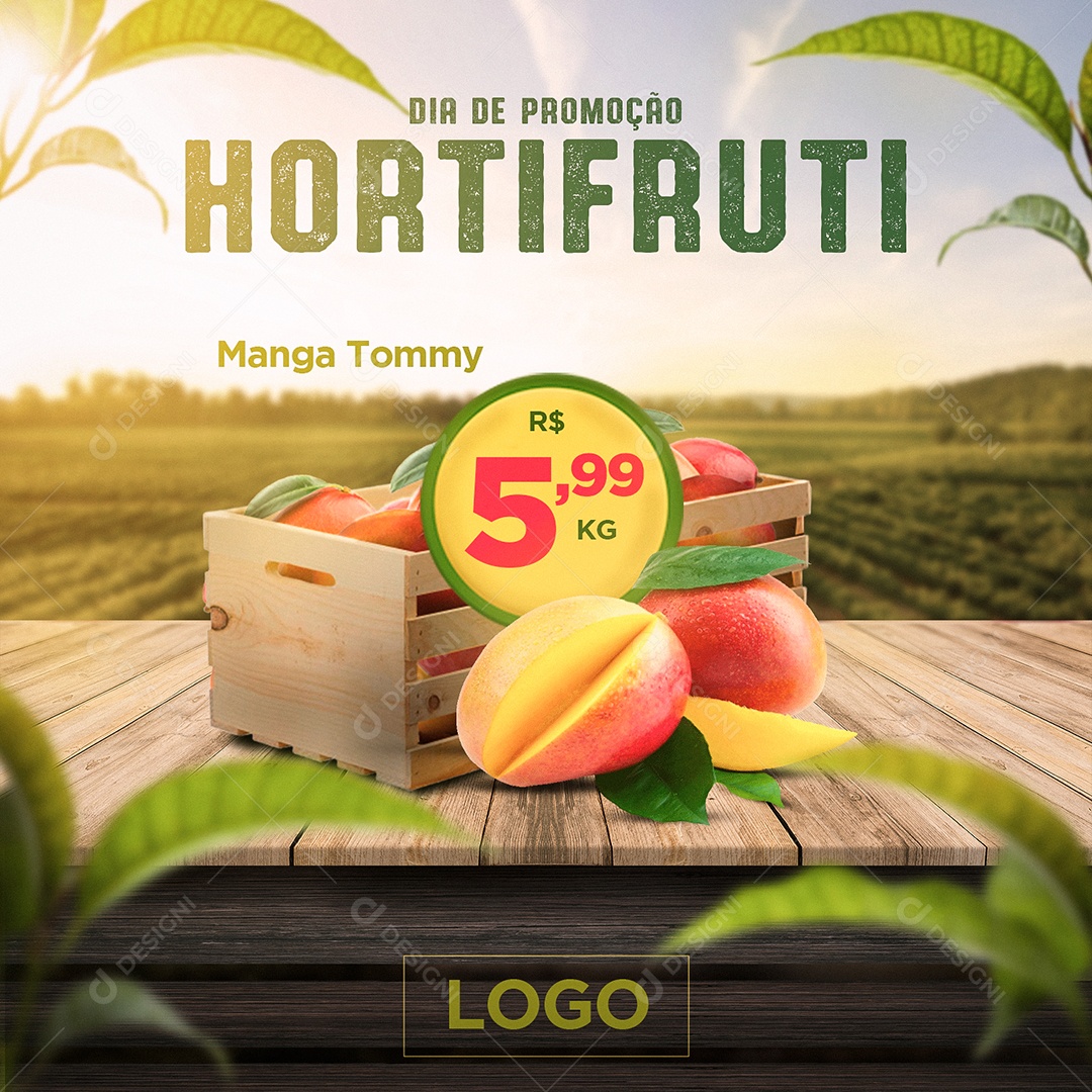 Dia de Promoção Hortifruti Manga Tommy 5,99 Social Media PSD Editável