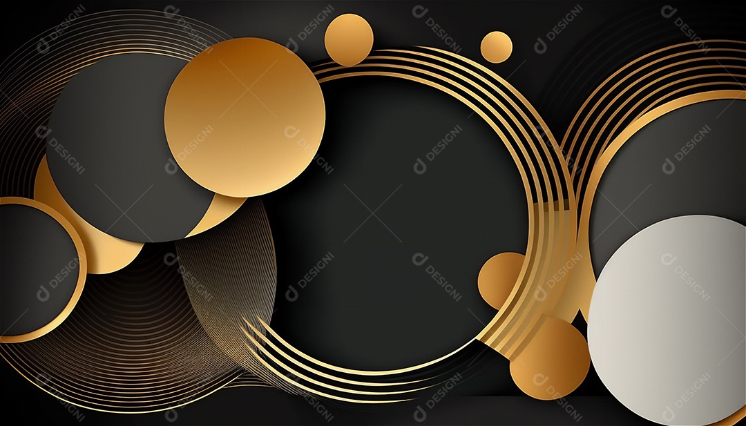 Ondas e curvas abstratas pretas e douradas modernas elegantes no fundo preto