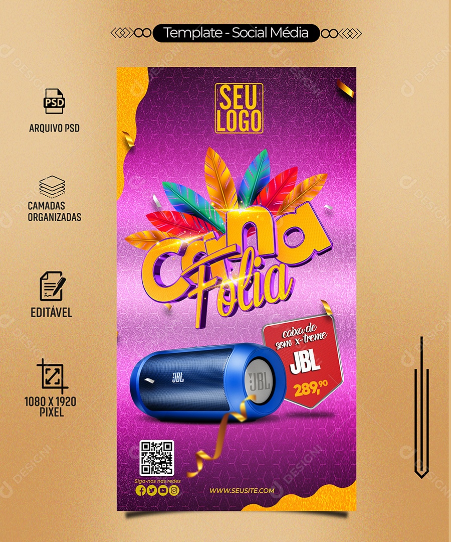 Carna Folia Venha Conferir Social Media PSD Editável
