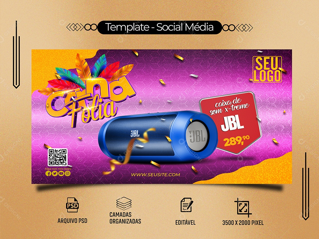 Carna Folia Venha Conferir Social Media PSD Editável