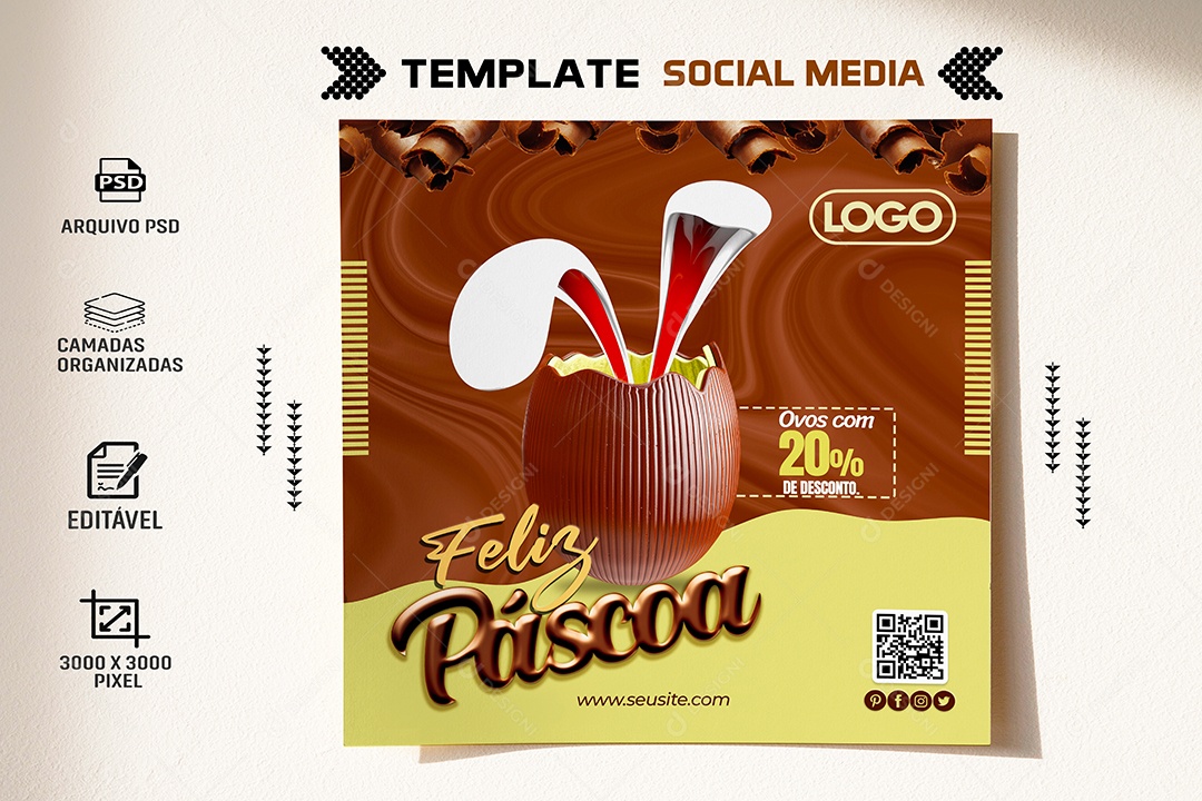 Ovos Com 20% de Desconto Venha Conferir Social Media PSD Editável