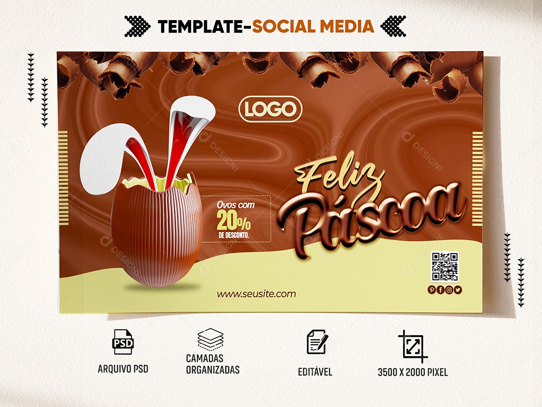 Ovos Com 20% de Desconto Venha Conferir Social Media PSD Editável
