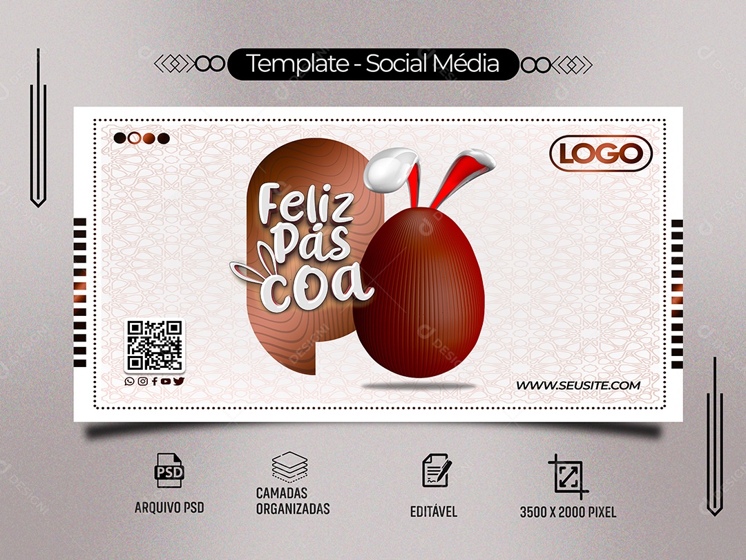 Feliz Páscoa Social Media PSD Editável