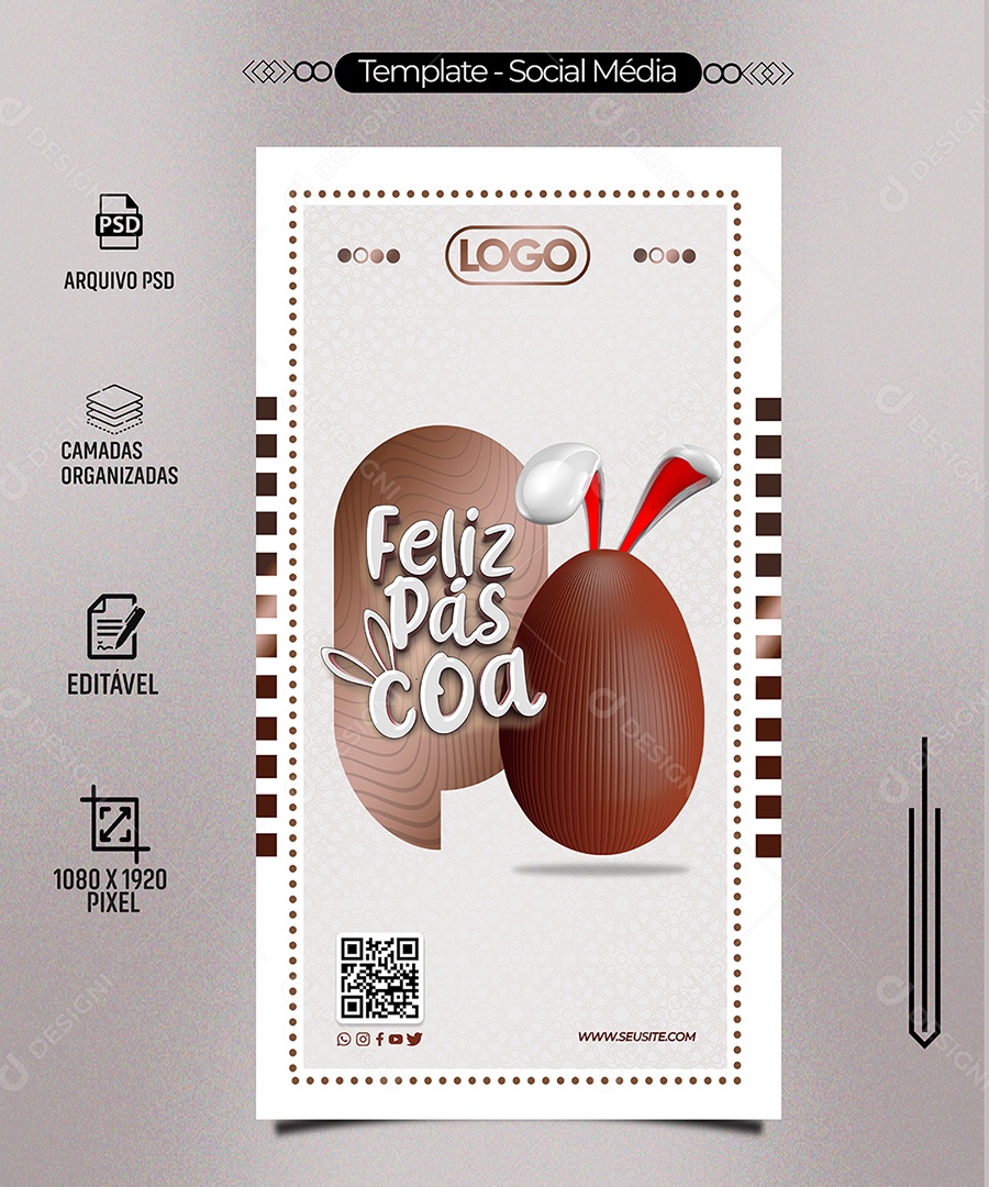 Feliz Páscoa Social Media PSD Editável
