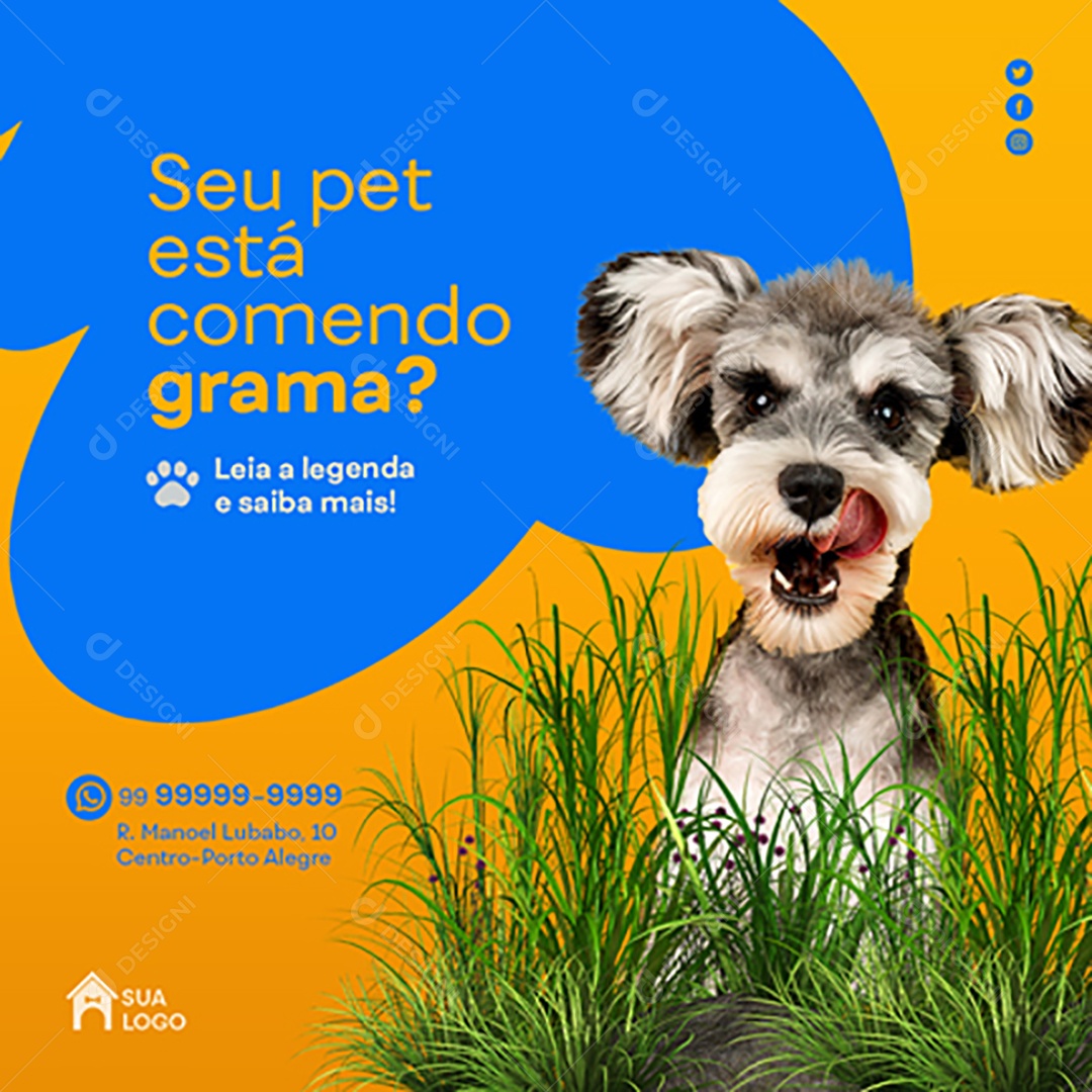 Seu Pet Está Comendo Grama? Social Media PSD Editável