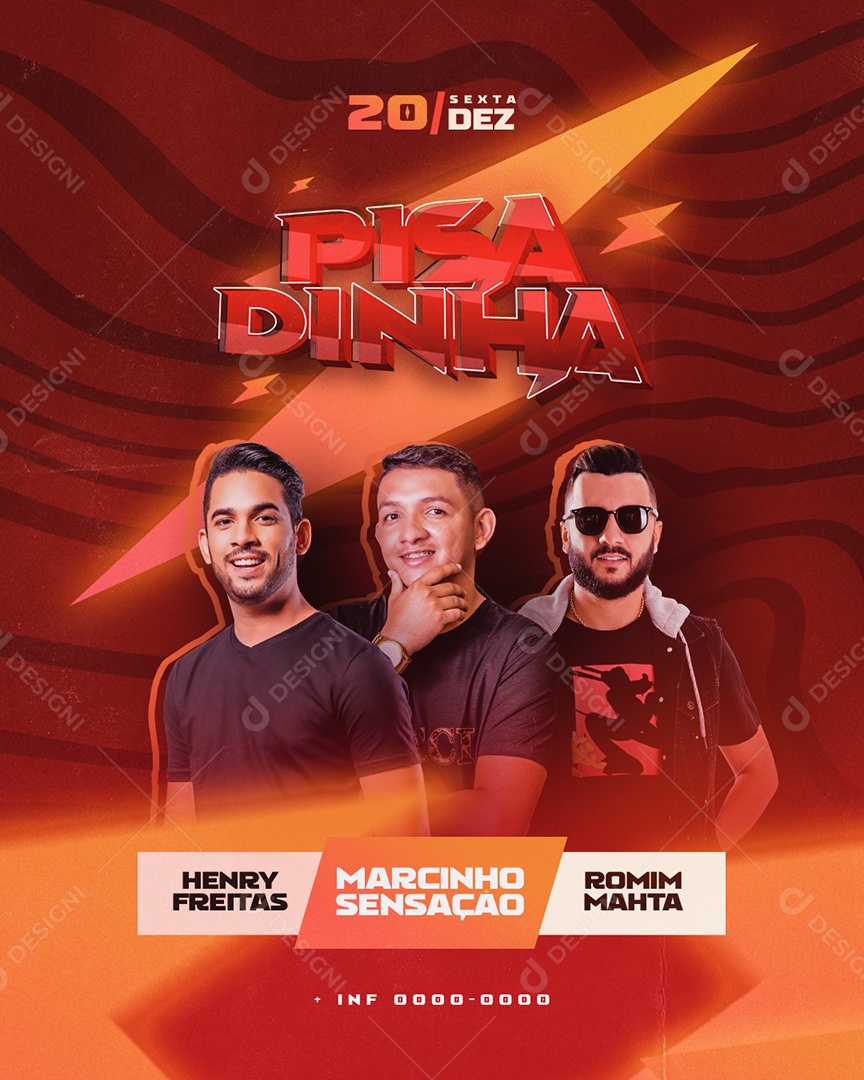 Pisadinha Henry Freitas Marcinho Sensação Romim Mahta Flyer Social Media PSD Editável