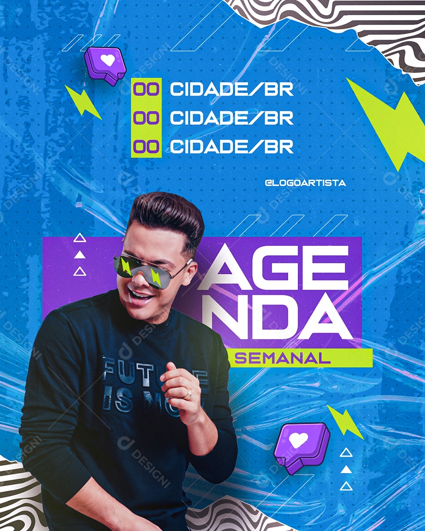 Agenda Semanal Wesley Safadão Flyer Social Media PSD Editável