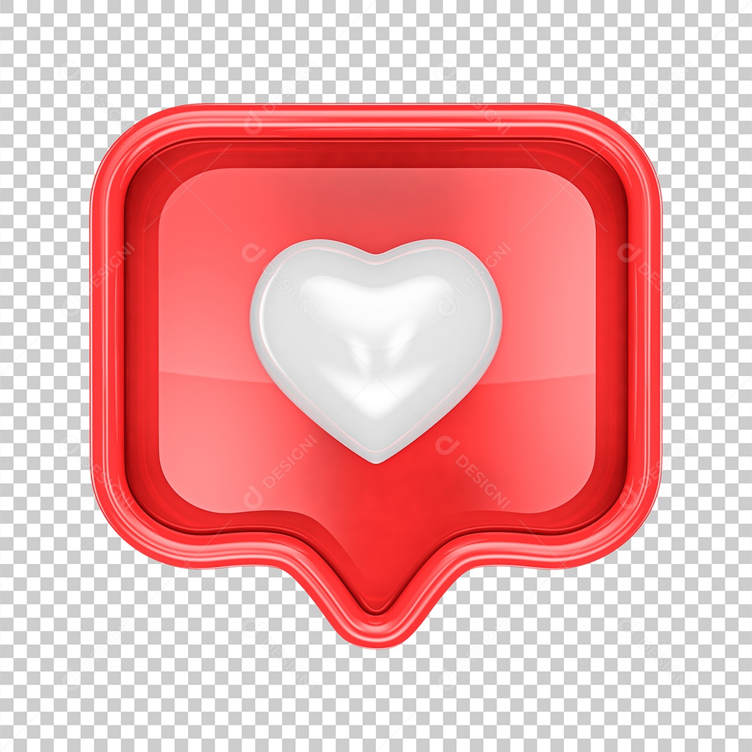 Elemento 3D Para Composição Like de Coração PNG Transparente