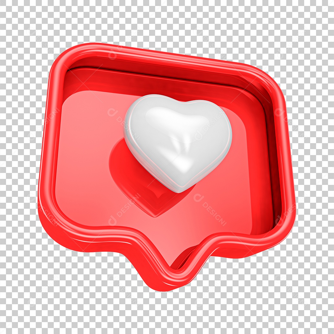 Elemento 3D Para Composição Like de Coração PNG Transparente