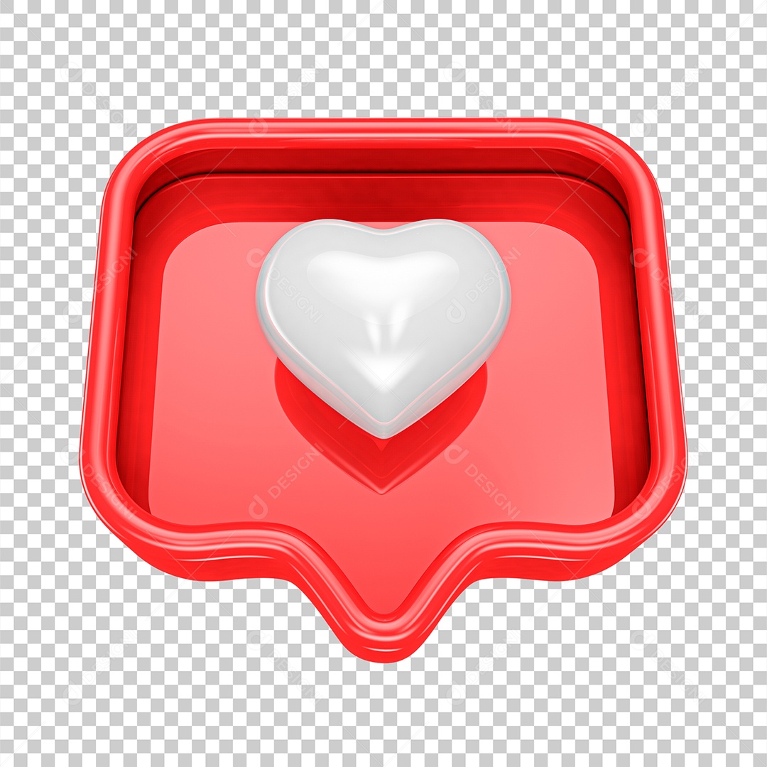 Elemento 3D Para Composição Like de Coração PNG Transparente
