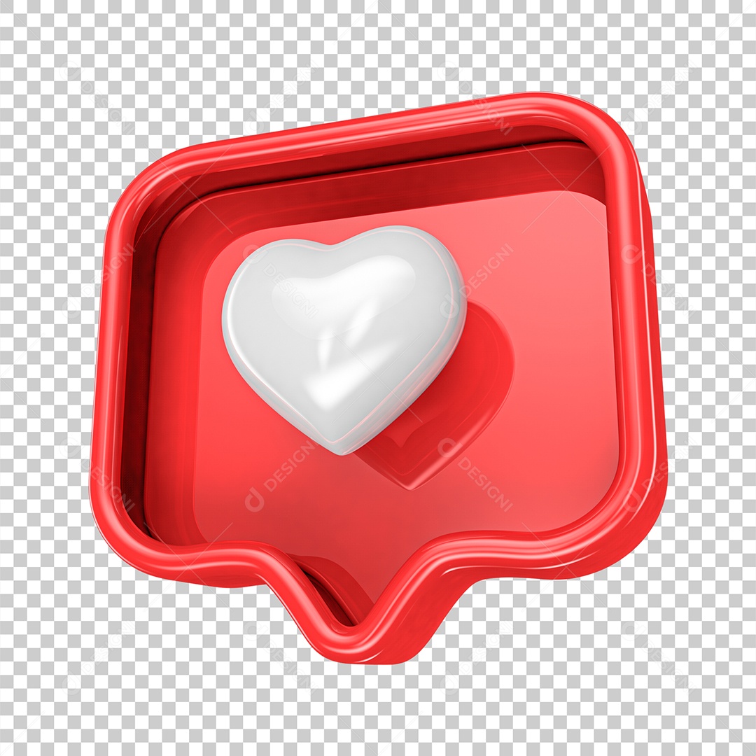 Elemento 3D Para Composição Like de Coração PNG Transparente