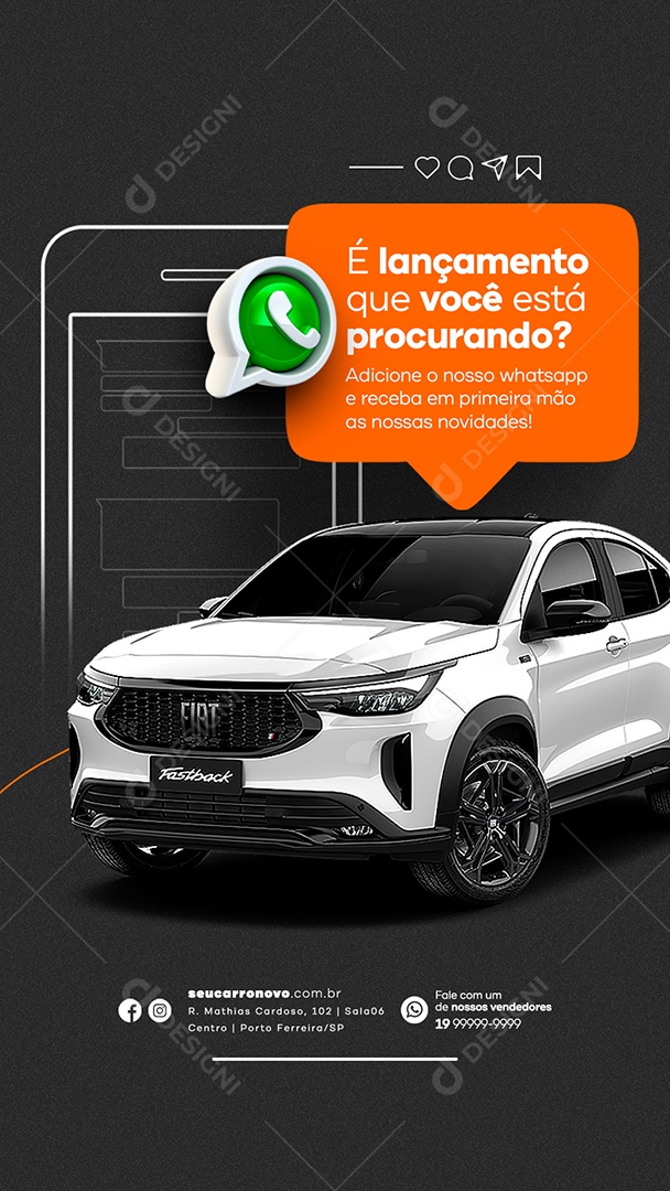 Story É Lançamento que Você Está Procurando Concessionária Social Media PSD Editável