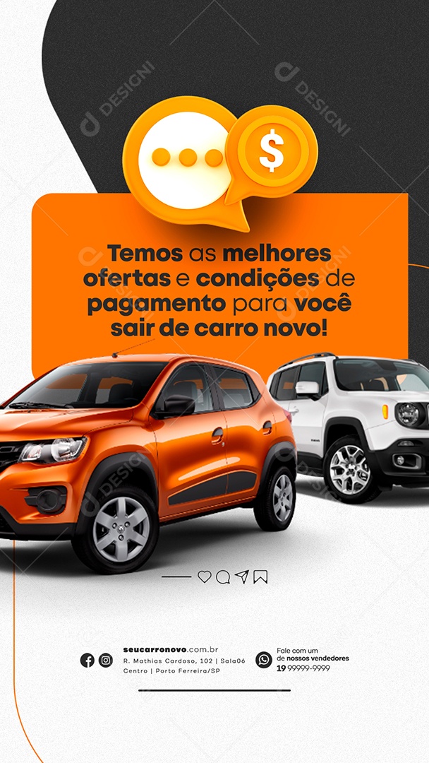 Story Temos as Melhores Ofertas e Condições Concessionária Social Media PSD Editável