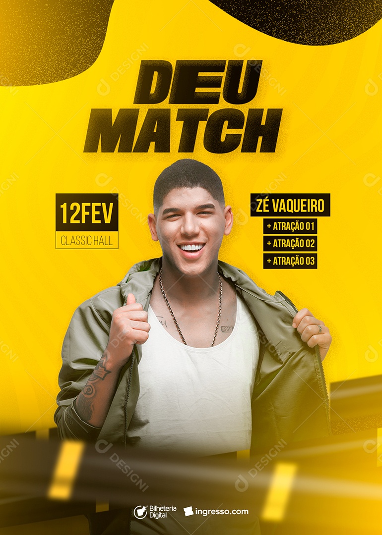 Deu Match Zé Vaqueiro Flyer Social Media PSD Editável