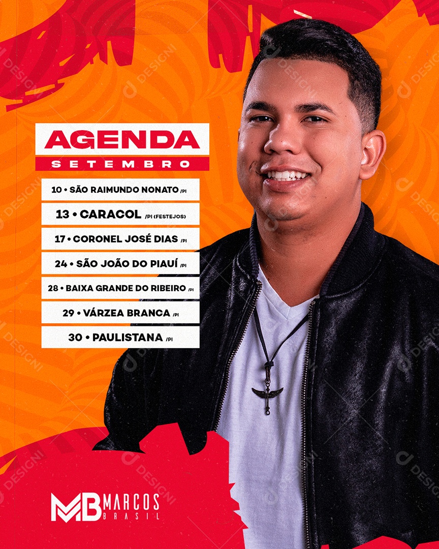 Agenda Setembro Marcos Brasil Flyer Social Media PSD Editável